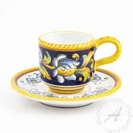 Espresso Cup and Saucer Fiori Fima Italian Dinnerware - thatsArte.com