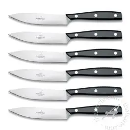 Set of 6 Steak Knives White Resin Handles Chianino Consigli 