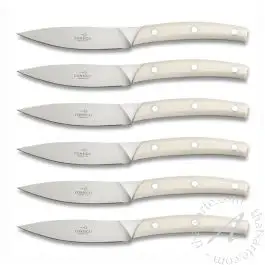 Set of 6 Table Knives White Resin Handles Scarperia Consigli 