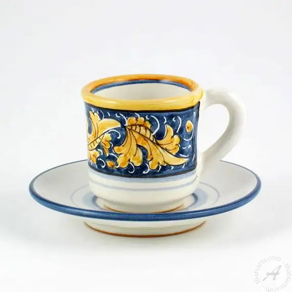 thatsArte.com - Italian Ceramic Espresso Cup & Saucer Arabesco  Giallo, Deruta - Hand Painted Cup, Made in Italy Ceramics, Handmade Coffee  Cups, Italian Ceramics Deruta, Italian Pottery: Cup & Saucer