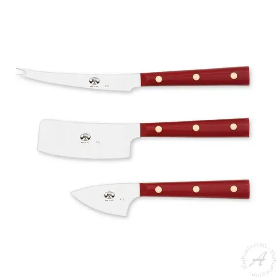 Cheese Knives Cerimonia Red Lucite Handles - Set of 3 main product photo