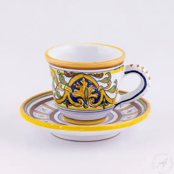 thatsArte.com - Italian Ceramic Espresso Cup & Saucer Arabesco  Giallo, Deruta - Hand Painted Cup, Made in Italy Ceramics, Handmade Coffee  Cups, Italian Ceramics Deruta, Italian Pottery: Cup & Saucer