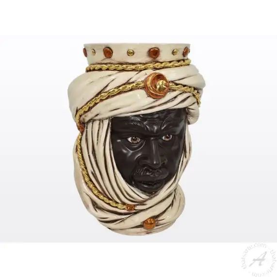 Ivory & Gold Sicilian Moorish Head  main product photo