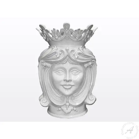 White Sicilian Woman Head Handmade in Caltagirone - thatsArte.com