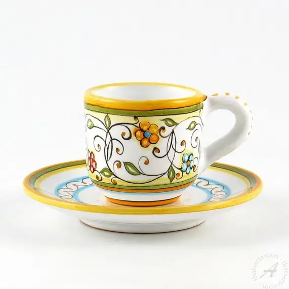 thatsArte.com - Italian Ceramic Espresso Cup & Saucer  Arabesco, Deruta - Hand Painted Cup, Made in Italy Ceramics, Handmade  Coffee Cups, Italian Ceramics Deruta, Italian Pottery: Cup & Saucer Sets
