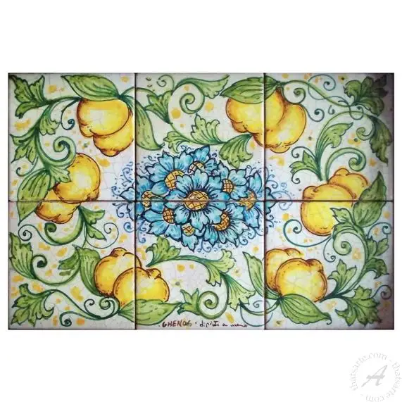 Italian Hand-painted Ceramic Lemon Address Number Tiles And Frames 10 X