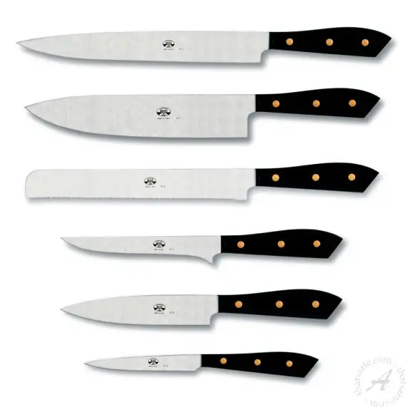 Set of 6 Kitchen Knives Black Handle Gualtiero Marchesi Coltellerie Berti 