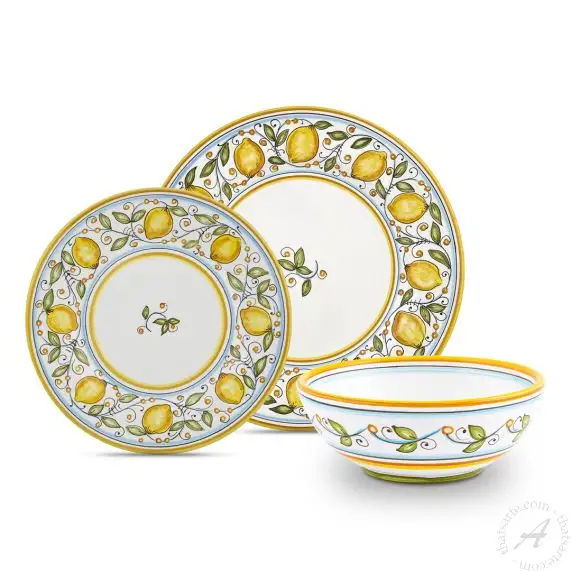 Place Setting Limoni 3-pcs Deruta Italian Dinnerware - thatsArte.com