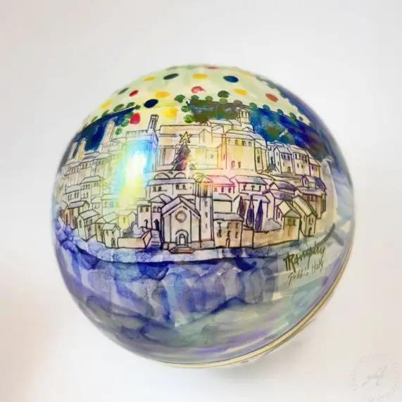 Italian Christmas Ball Ornament Hand-Painted Gubbio Tree 2024