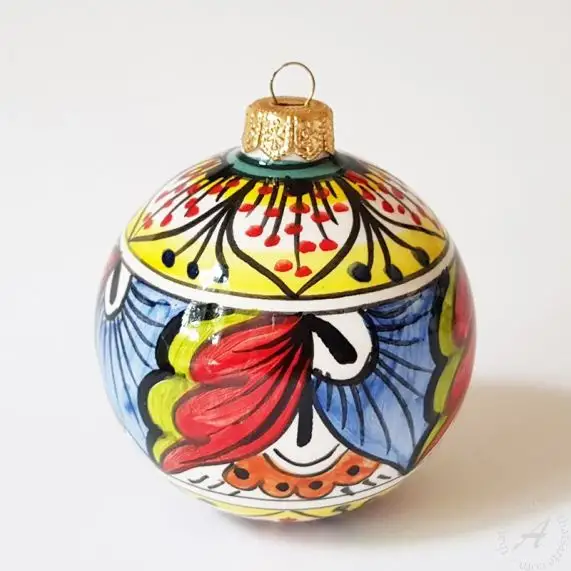 Italian Christmas Ball Bauble Ornament 5 Handmade in Deruta - thatsArte.com