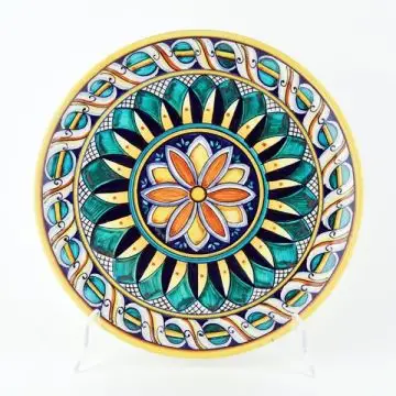 Italian round platter Geometrie 2 from the Geometrie Collection handmade by Francesca Niccacci in Deruta