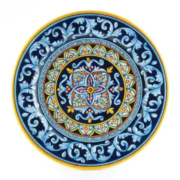 Italian round platter from the Geometrico 6D Collection handmade by D&G Design - Deruta, Rapallo, Amalfi