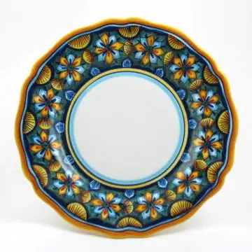 Italian dinner plate from the Geometrico 6E Collection handmade by Eugenio Ricciarelli - Deruta, Rapallo, Amalfi