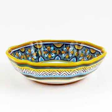 Italian serving bowl from the Geometrico 6E Collection handmade by Eugenio Ricciarelli - Deruta, Rapallo, Amalfi