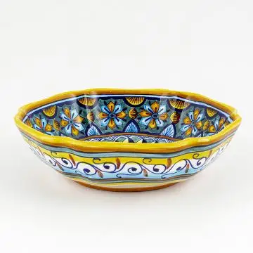 Italian serving bowl from the Geometrico 6E Collection handmade by Eugenio Ricciarelli - Deruta, Rapallo, Amalfi