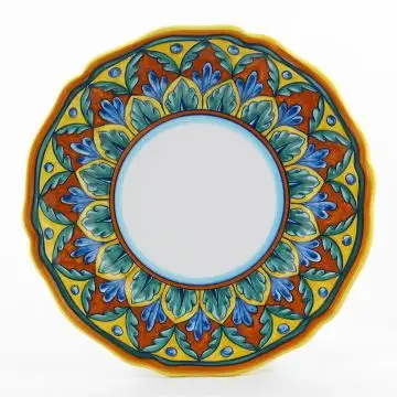 Italian dinner plate from the Geometrico 7E Collection handmade by Eugenio Ricciarelli - Deruta, Rapallo, Amalfi