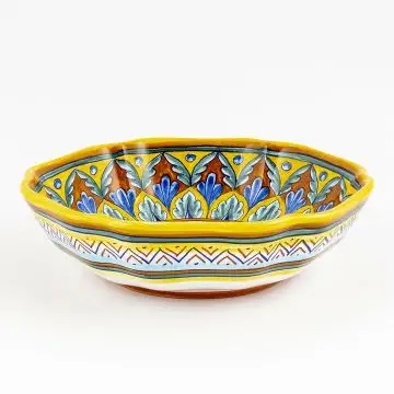 Italian serving bowl from the Geometrico 7E Collection handmade by Eugenio Ricciarelli - Deruta, Rapallo, Amalfi
