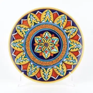 Italian round platter Geometrie 7 from the Geometrie Collection handmade by Francesca Niccacci in Deruta