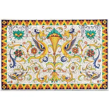 Deruta Raffaellesco tile panel handmade by Antica Deruta - Italy