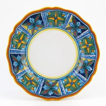 Italian dinner plate from the Geometrico 11E Collection handmade by Eugenio Ricciarelli - Deruta, Rapallo, Amalfi