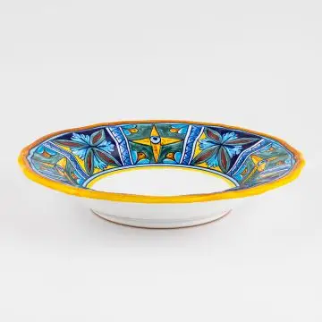 Italian pasta & soup plate from the Geometrico 11E Collection handmade by Eugenio Ricciarelli - Deruta, Rapallo, Amalfi