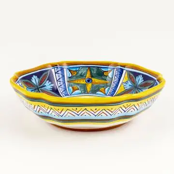 Italian serving bowl from the Geometrico 11E Collection handmade by Eugenio Ricciarelli - Deruta, Rapallo, Amalfi