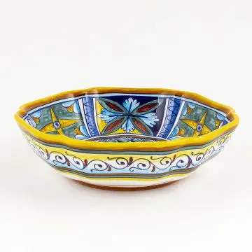 Italian serving bowl from the Geometrico 11E Collection handmade by Eugenio Ricciarelli - Deruta, Rapallo, Amalfi