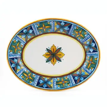 Italian oval platter from the Geometrico 11E Collection handmade by Eugenio Ricciarelli - Deruta, Rapallo, Amalfi