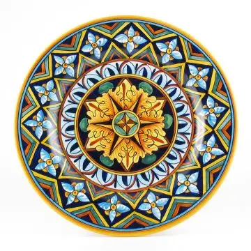 Italian dinner plate from the Geometrico 12D Collection handmade by D&G Design - Deruta, Rapallo, Amalfi