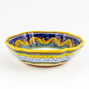 Italian serving bowl from the Geometrico 16E Collection handmade by Eugenio Ricciarelli - Deruta, Rapallo, Amalfi