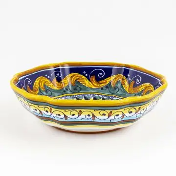 Italian serving bowl from the Geometrico 16E Collection handmade by Eugenio Ricciarelli - Deruta, Rapallo, Amalfi