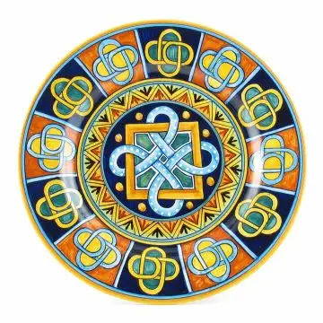 Italian round platter from the Geometrico 17D Collection handmade by D&G Design - Deruta, Rapallo, Amalfi