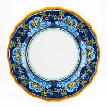 Italian dinner plate from the Geometrico 19E Collection handmade by Eugenio Ricciarelli - Deruta, Rapallo, Amalfi