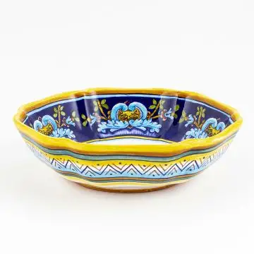 Italian serving bowl from the Geometrico 19E Collection handmade by Eugenio Ricciarelli - Deruta, Rapallo, Amalfi