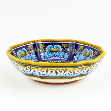 Italian serving bowl from the Geometrico 19E Collection handmade by Eugenio Ricciarelli - Deruta, Rapallo, Amalfi