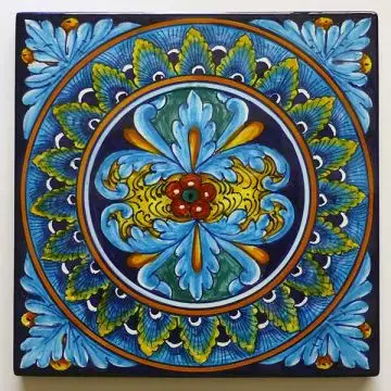 Hand-painted Italian tile er01 by Eugenio Ricciarelli - Deruta, Rapallo, Amalfi