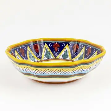 Italian serving bowl from the Geometrico 20E Collection handmade by Eugenio Ricciarelli - Deruta, Rapallo, Amalfi