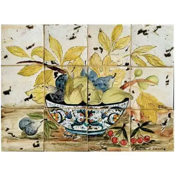 Deruta Fruit tile panel handmade by Antica Deruta - Italy