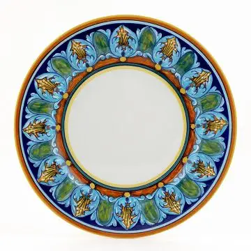 Italian dinner plate from the Geometrico 25E Collection handmade by Eugenio Ricciarelli - Deruta, Rapallo, Amalfi