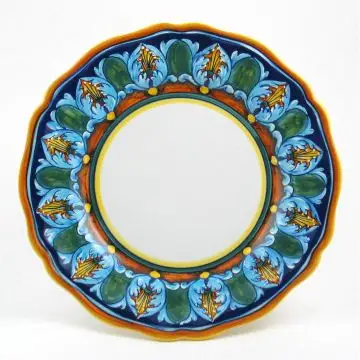 Italian dinner plate from the Geometrico 25E Collection handmade by Eugenio Ricciarelli - Deruta, Rapallo, Amalfi