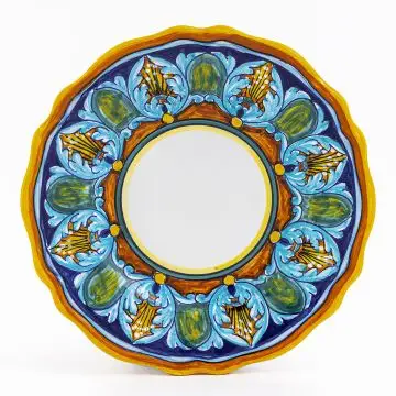 Italian salad & dessert plate from the Geometrico 25E Collection handmade by Eugenio Ricciarelli - Deruta, Rapallo, Amalfi