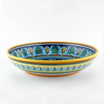 Italian shallow bowl from the Geometrico 25E Collection handmade by Eugenio Ricciarelli - Deruta, Rapallo, Amalfi