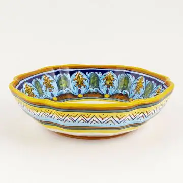Italian serving bowl from the Geometrico 25E Collection handmade by Eugenio Ricciarelli - Deruta, Rapallo, Amalfi