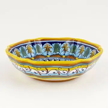 Italian serving bowl from the Geometrico 25E Collection handmade by Eugenio Ricciarelli - Deruta, Rapallo, Amalfi