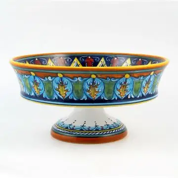 Italian footed fruit bowl from the Geometrico 25E Collection handmade by Eugenio Ricciarelli - Deruta, Rapallo, Amalfi