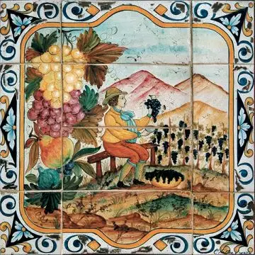 Deruta Autumn tile panel from the Four Seasons collection handmade by Antica Deruta - Italy