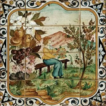 Deruta Spring tile panel from the Four Seasons collection handmade by Antica Deruta - Italy