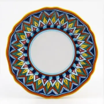 Italian dinner plate from the Geometrico 29E Collection handmade by Eugenio Ricciarelli - Deruta, Rapallo, Amalfi