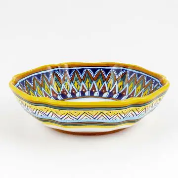 Italian serving bowl from the Geometrico 29E Collection handmade by Eugenio Ricciarelli - Deruta, Rapallo, Amalfi
