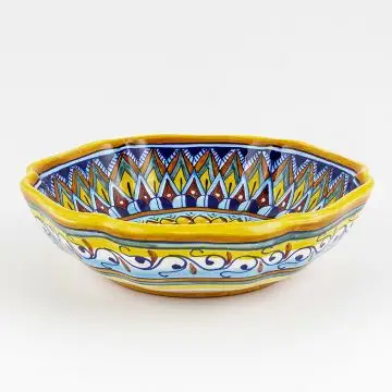 Italian serving bowl from the Geometrico 29E Collection handmade by Eugenio Ricciarelli - Deruta, Rapallo, Amalfi
